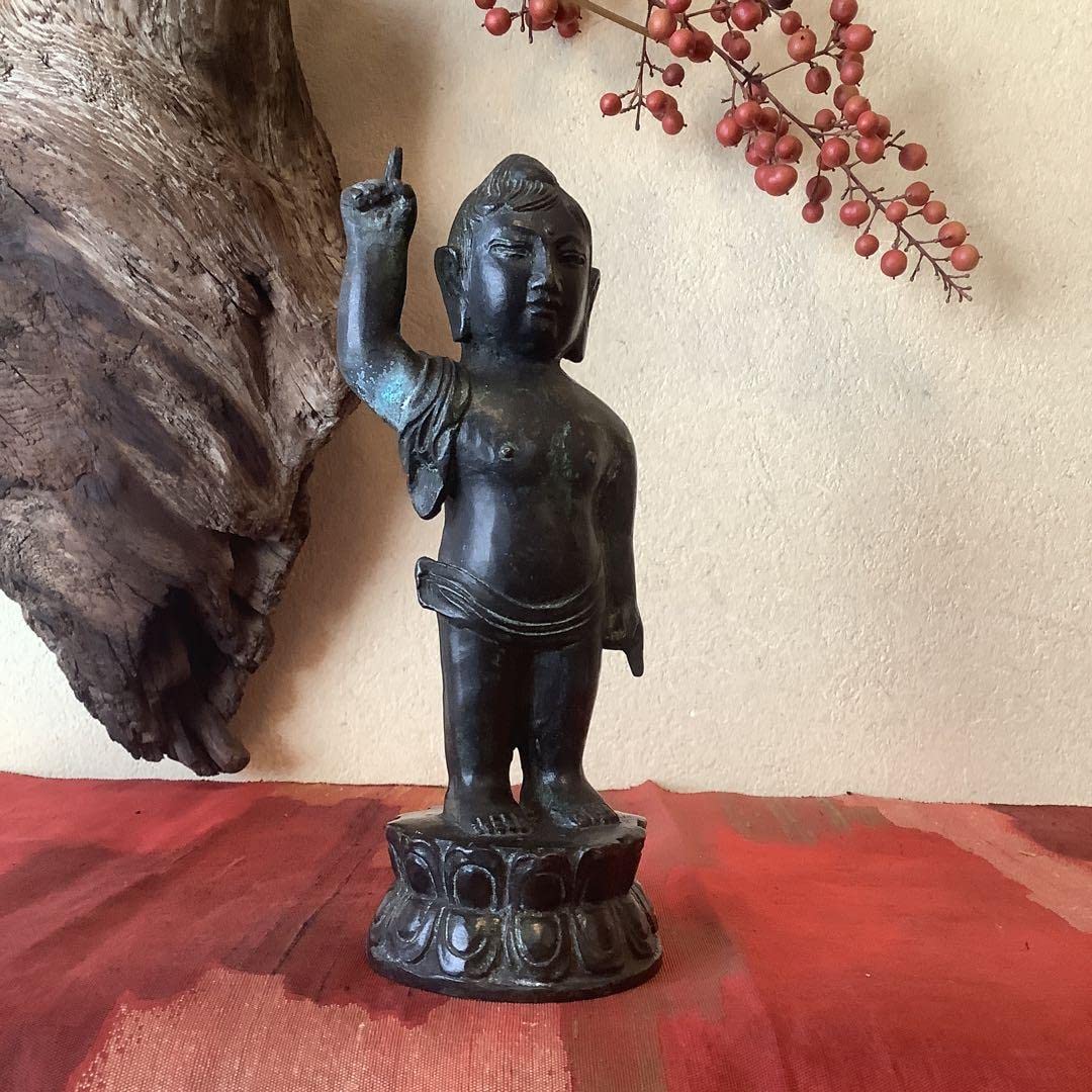 Amazon.co.jp: 古玩「釈迦誕生仏」天上天下唯我独尊諸行無常一切皆苦二