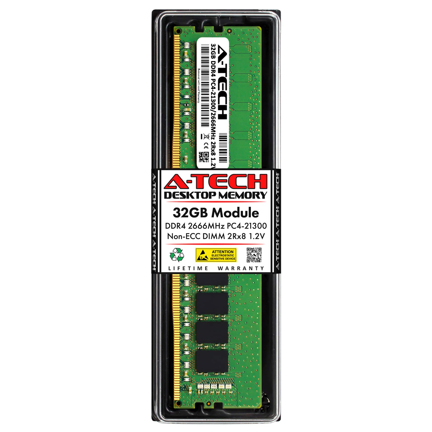 A-Tech 32GB DDR4 2666 MHz UDIMM PC4-21300 (PC4-2666V) CL19 DIMM
