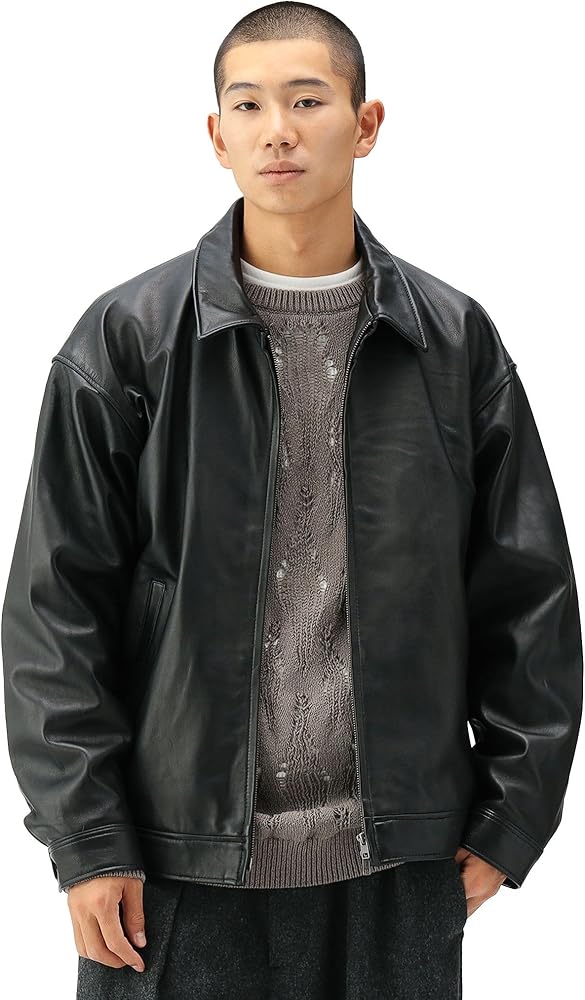 Amazon.co.jp: [ビームス] ブルゾン レザー ジップブルゾン メンズ