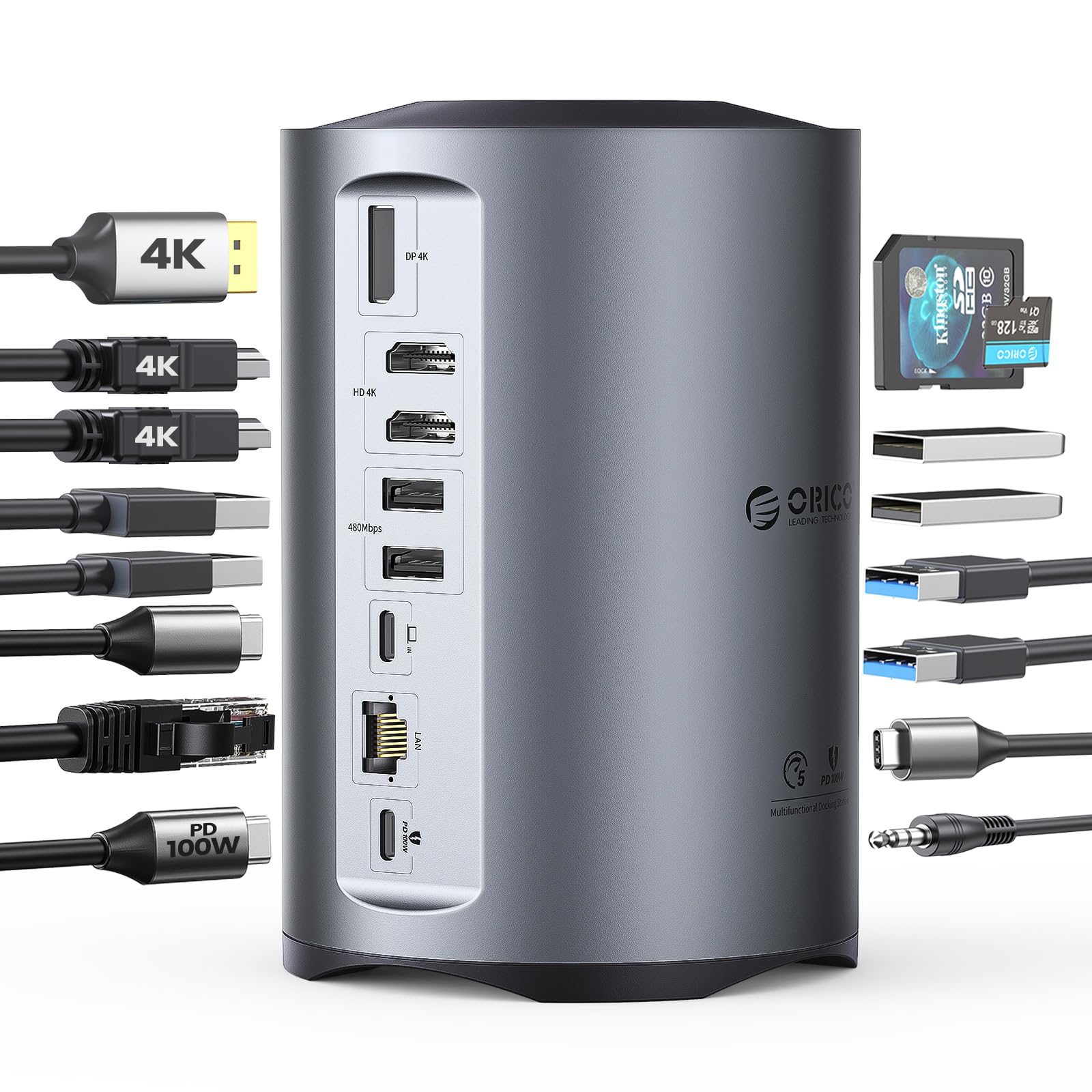 Amazon | ORICO USB C ドッキングステーション 15-in-1（2*HDMIポート+