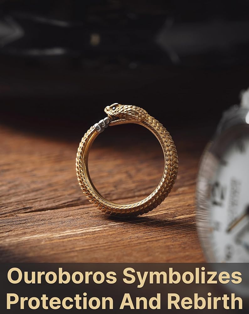 COPPERTIST.WU Ouroboros Ring Brass Snake Serpent Rings Aesthetic