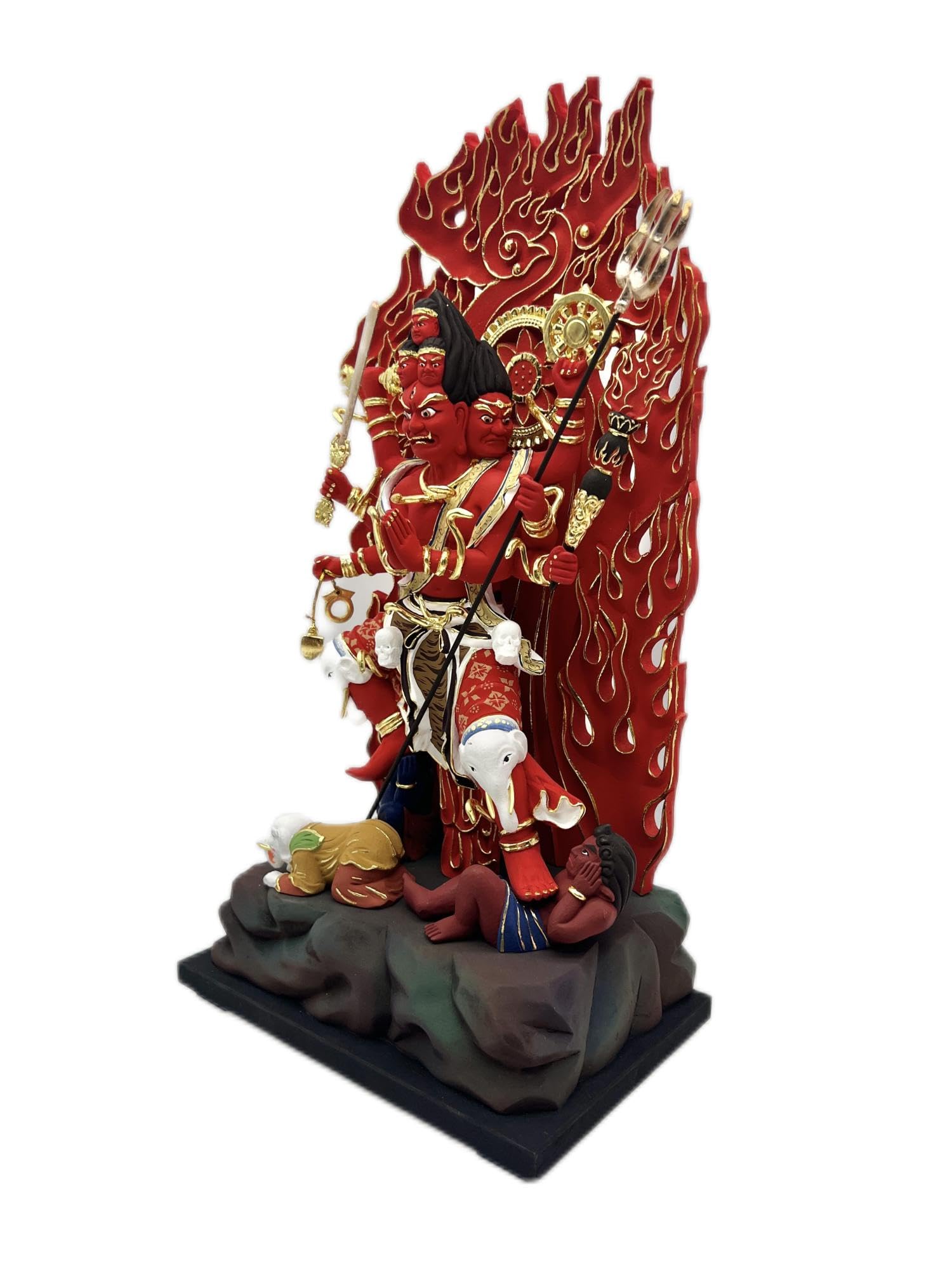 Amazon｜大元帥明王 木彫り仏像 桧木 立像 6面8臂 高さ38CM (Color : 2