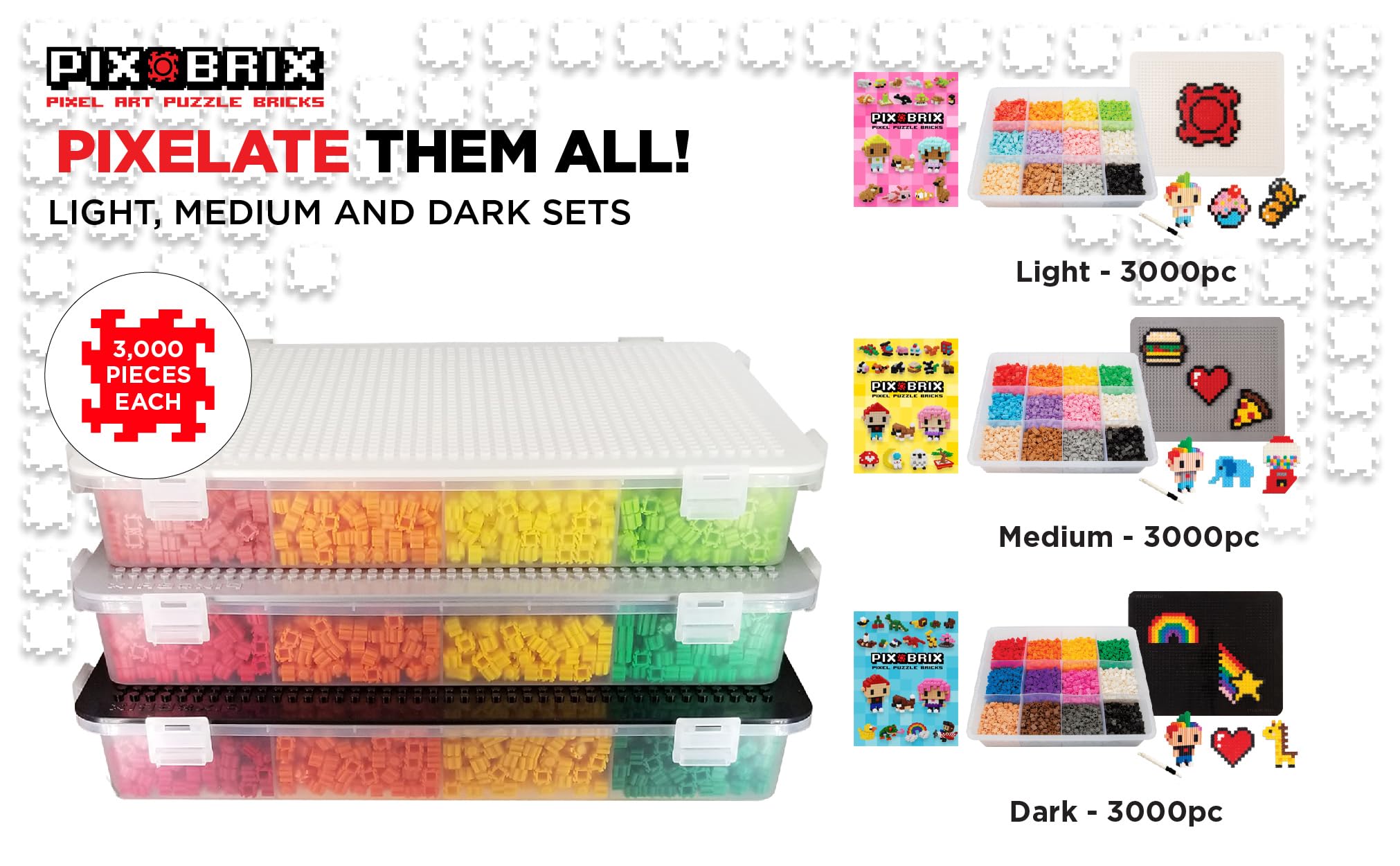 Amazon.com: Pix Brix Pixel Art kit Puzzle Bricks - 3,000 Piece