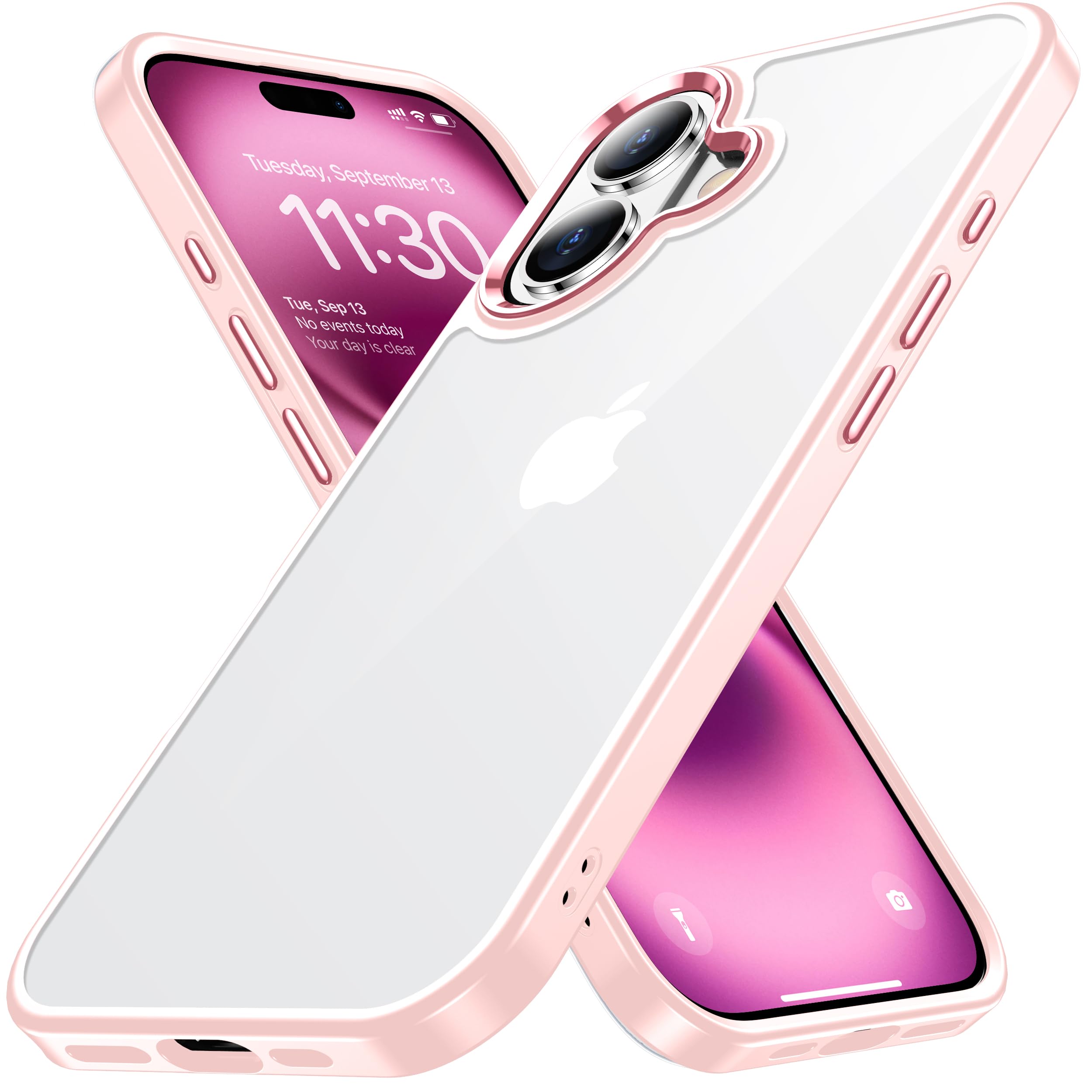 Amazon.co.jp: iPhone 16 用 ケース ピンク 耐衝撃 黄ばみ防止