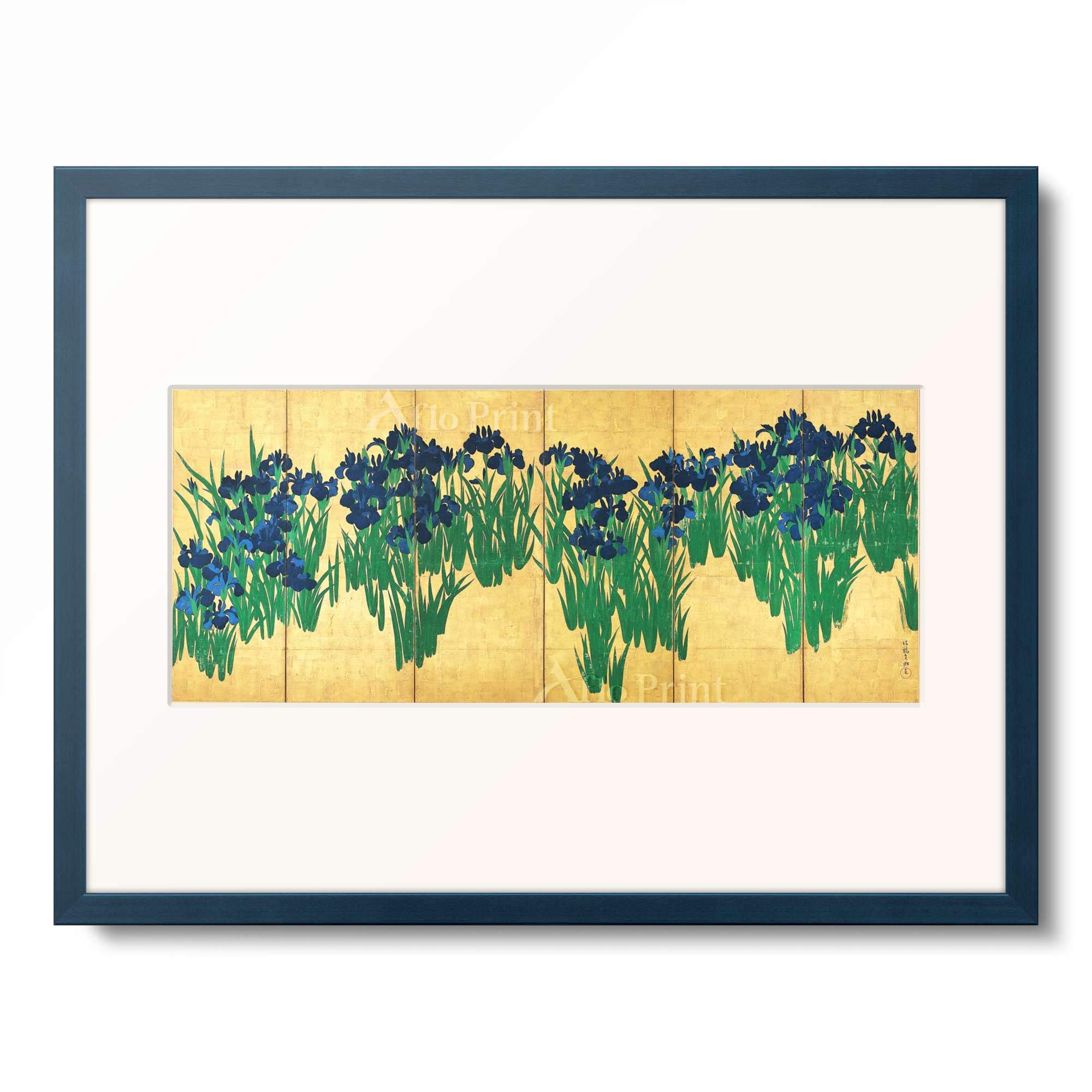 Amazon.co.jp: 尾形光琳 Ogata Korin 「燕子花図屏風」 額装アート作品