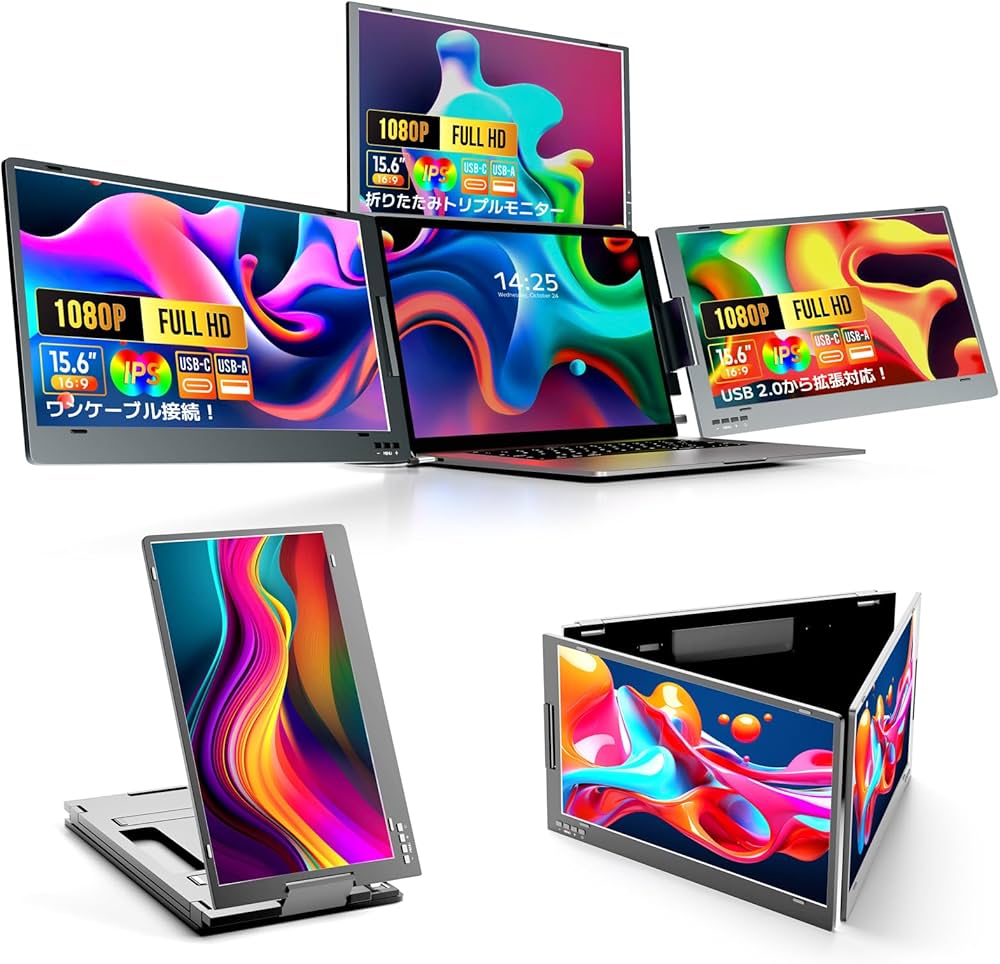 Amazon.co.jp: 15.6インチ トリプルモニター 金属ボディ マルチ