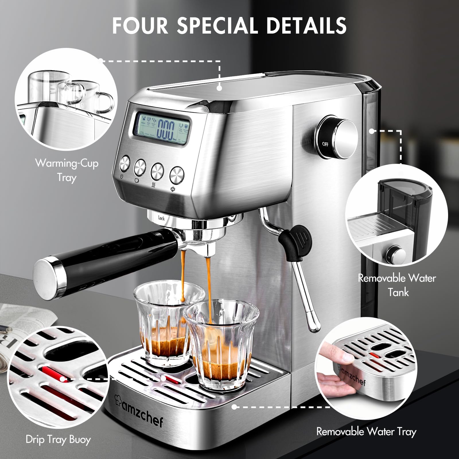 Amazon | amzchef Espresso Machines 20 Bar, Espresso Maker with
