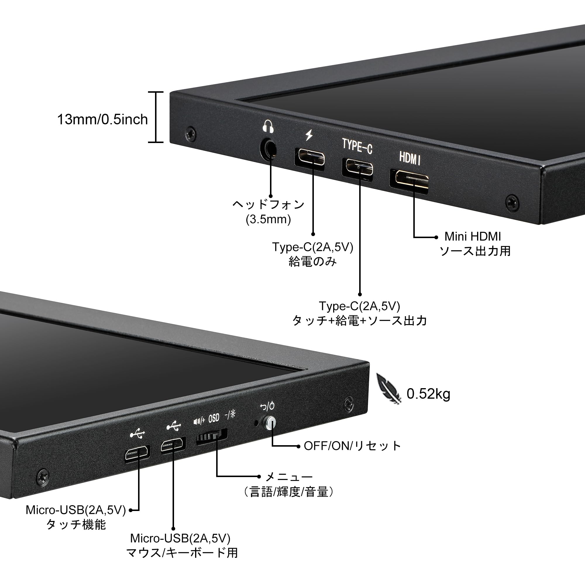 Amazon.co.jp: wisecoco 14インチ バータイプ液晶モニター 4K UHD IPS
