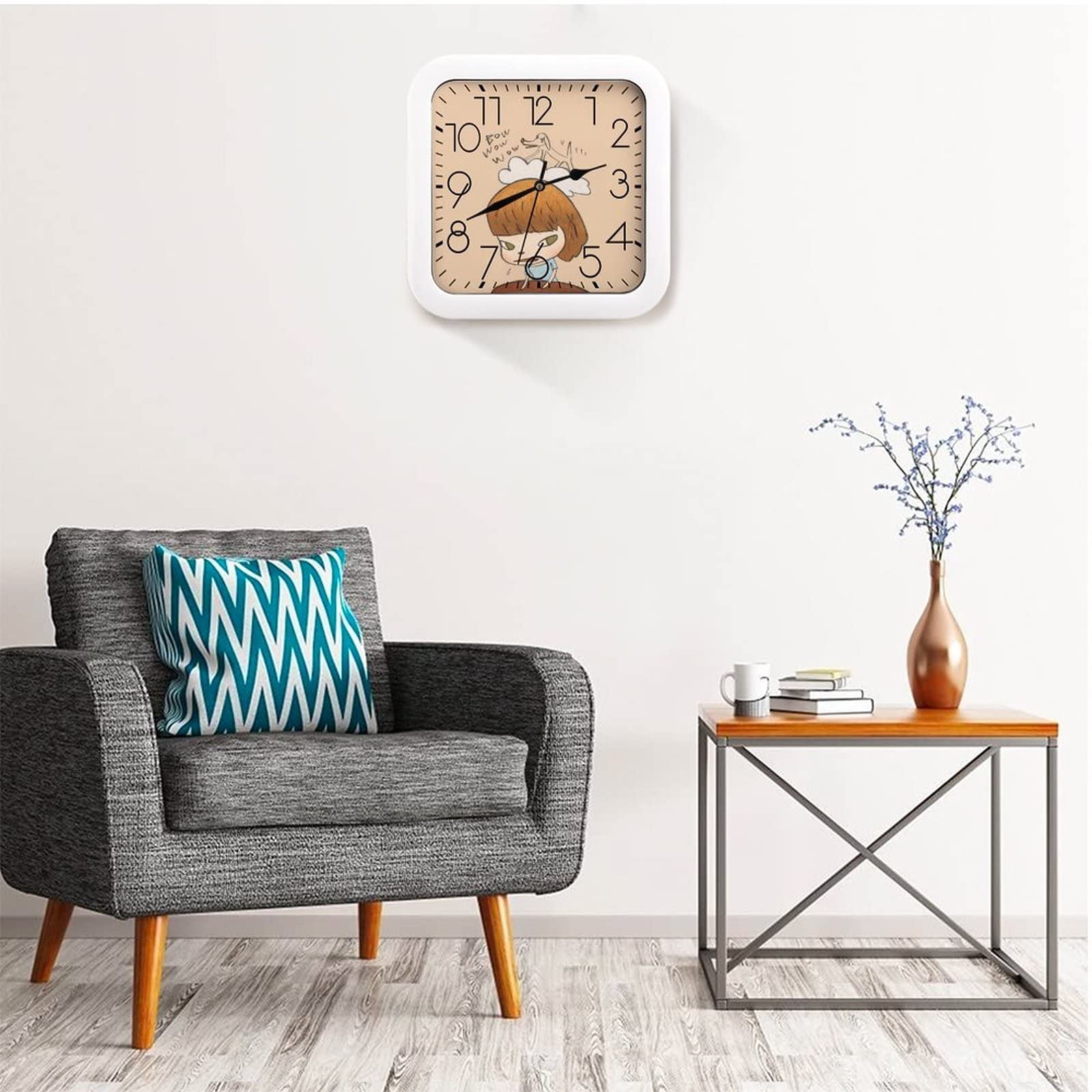 Amazon.co.jp: ならよしとも 奈良美智掛け時計 静音 連続秒針 壁掛け