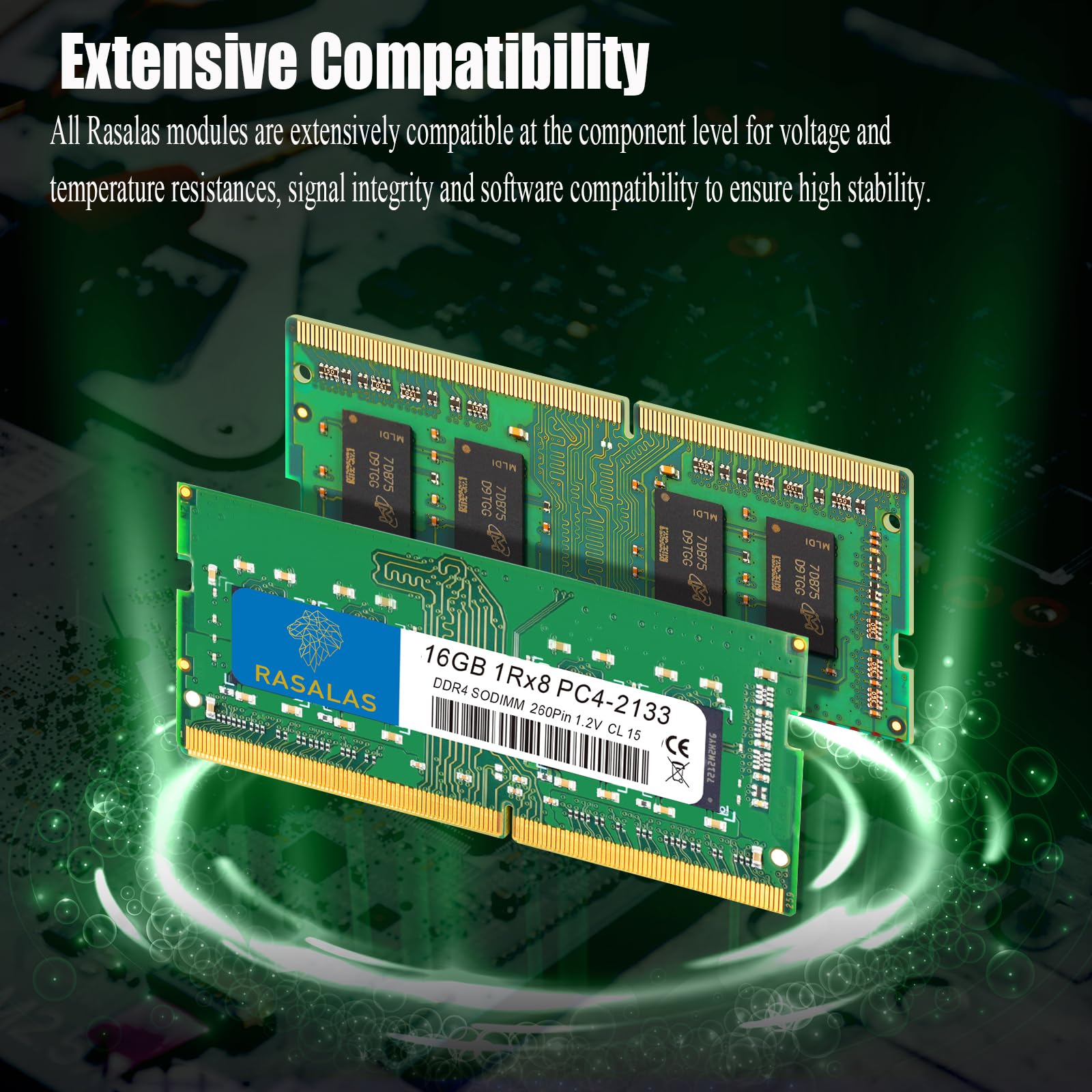 RASALAS 16GB DDR4 2133MHZ PC4-17000 Non-ECC Unbuffered 1.2V CL15