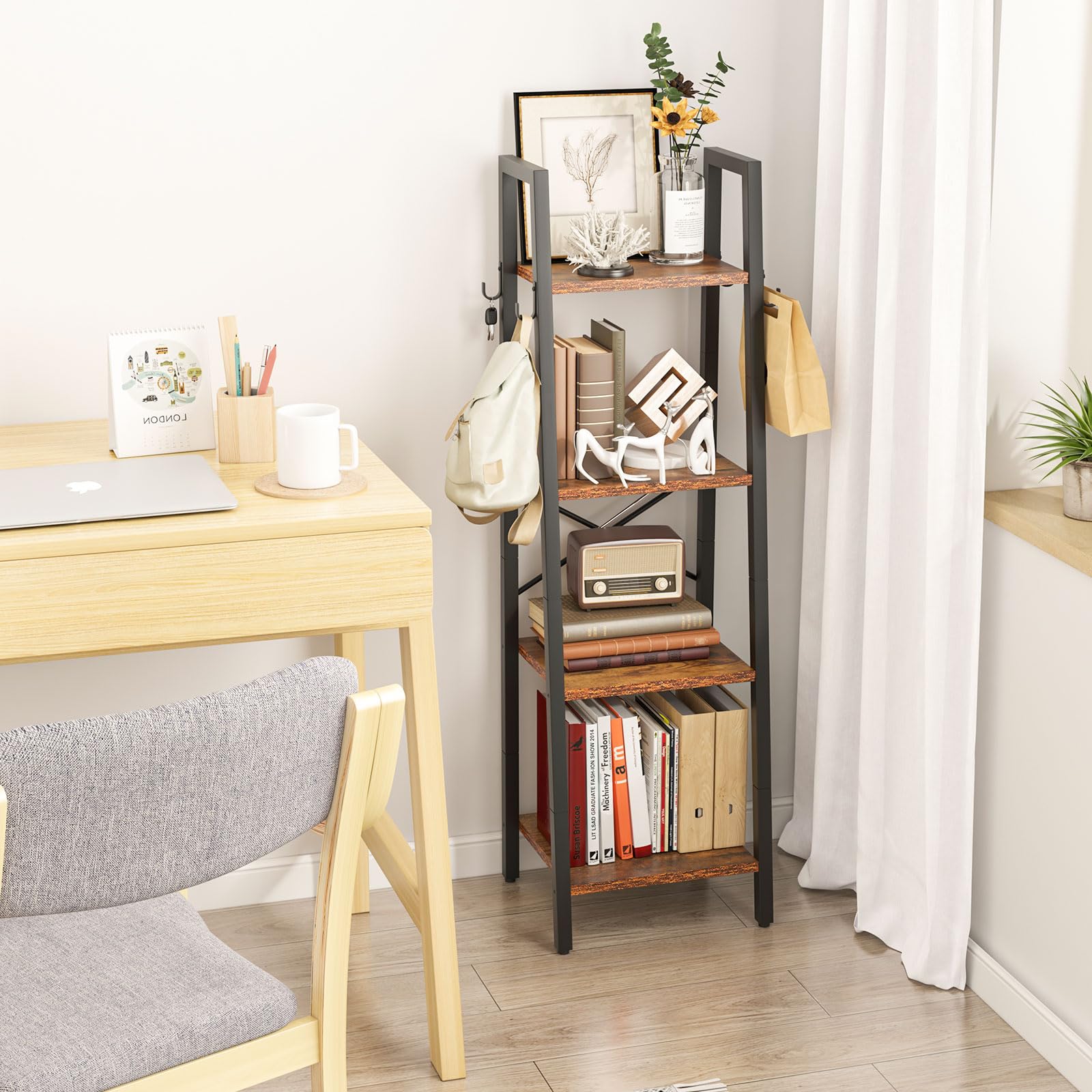 Amazon.co.jp: YMYNYオープンシェルフ 4階建て本棚 台形書架 独立式棚