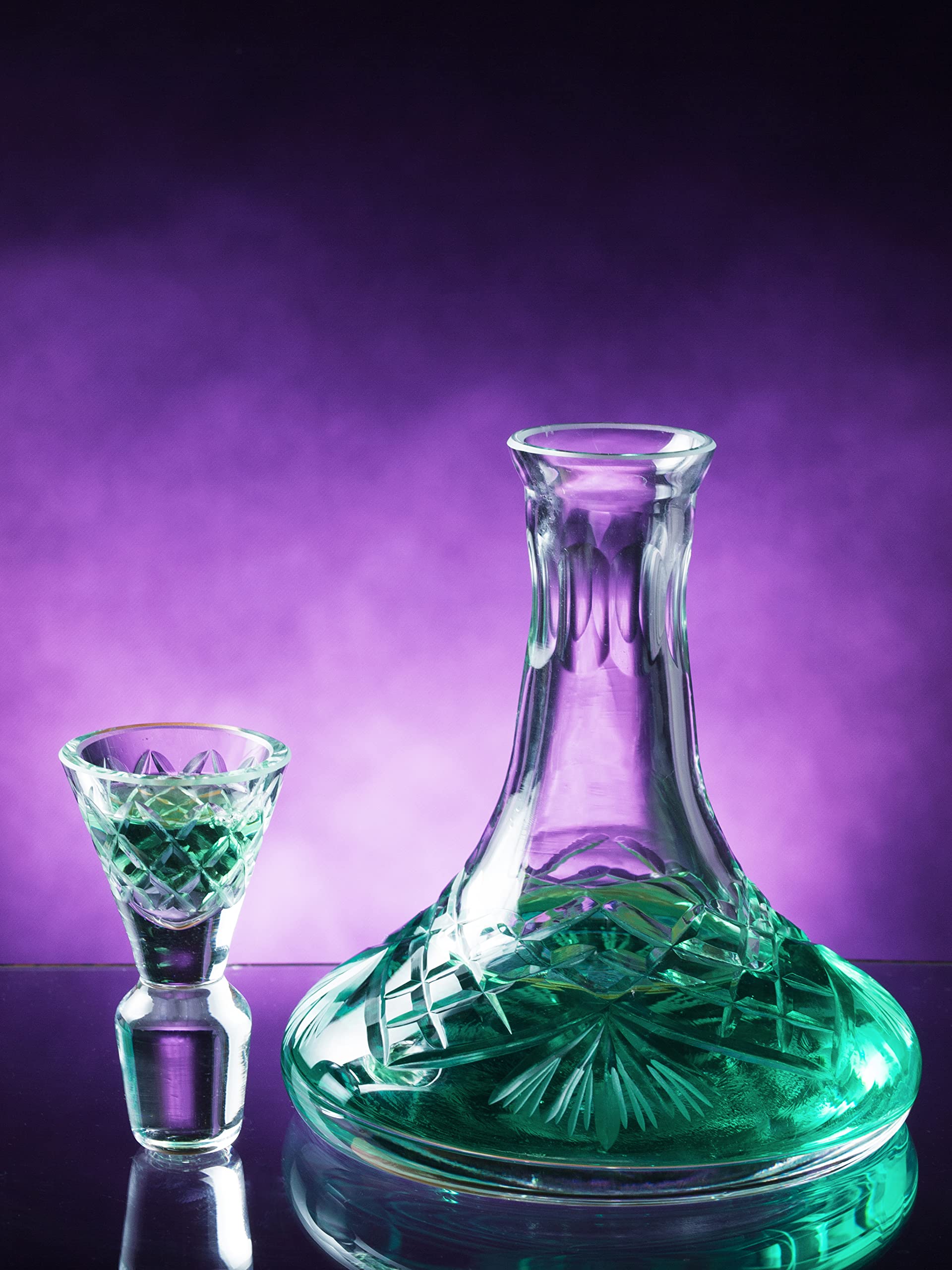 Crystal - Glass -Mouthwash Decanter with .5 oz Cup Stopper - (can