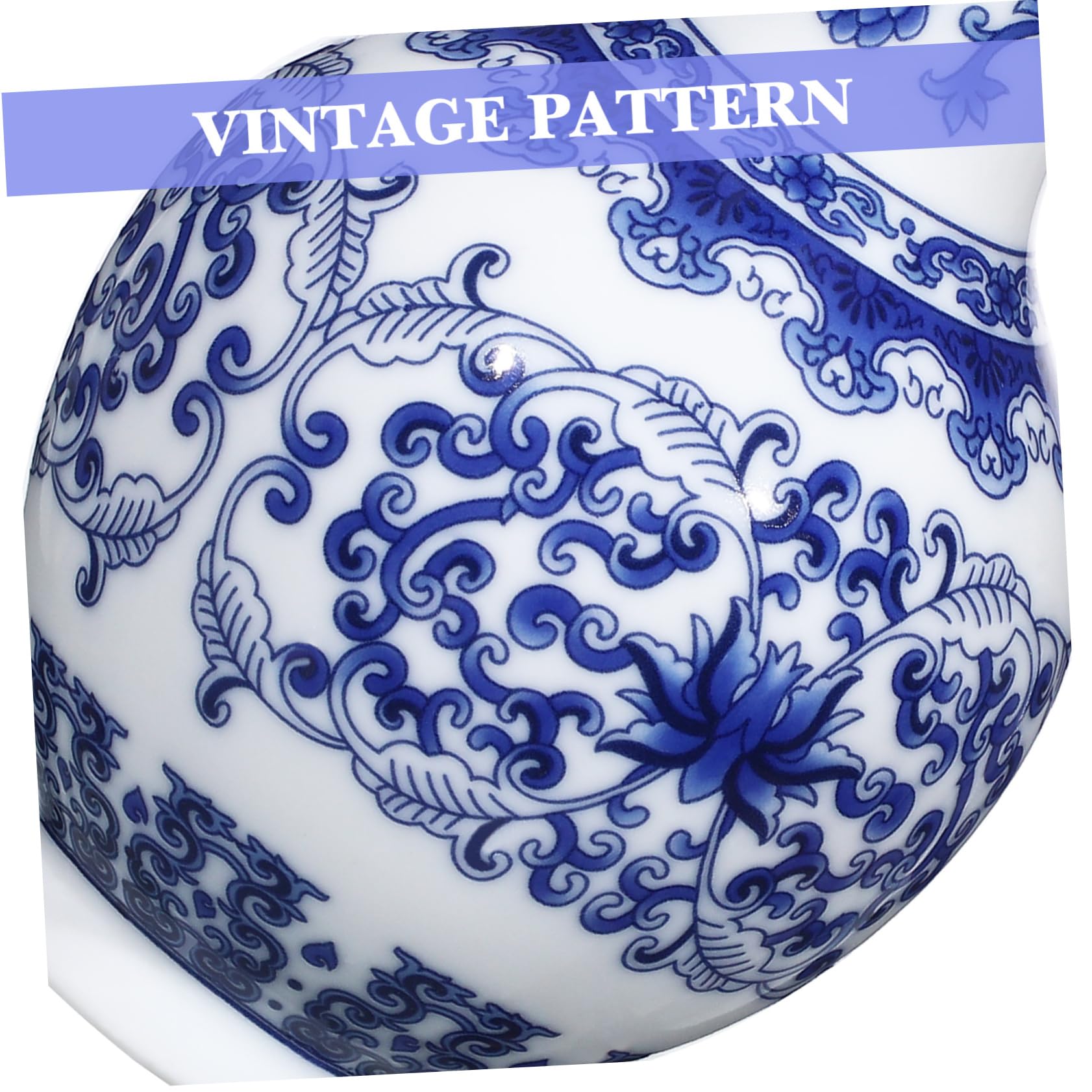 中国の壺 陶器製 花瓶 白 青 花模様 高さ約44cm 幅約32cm 台座付き