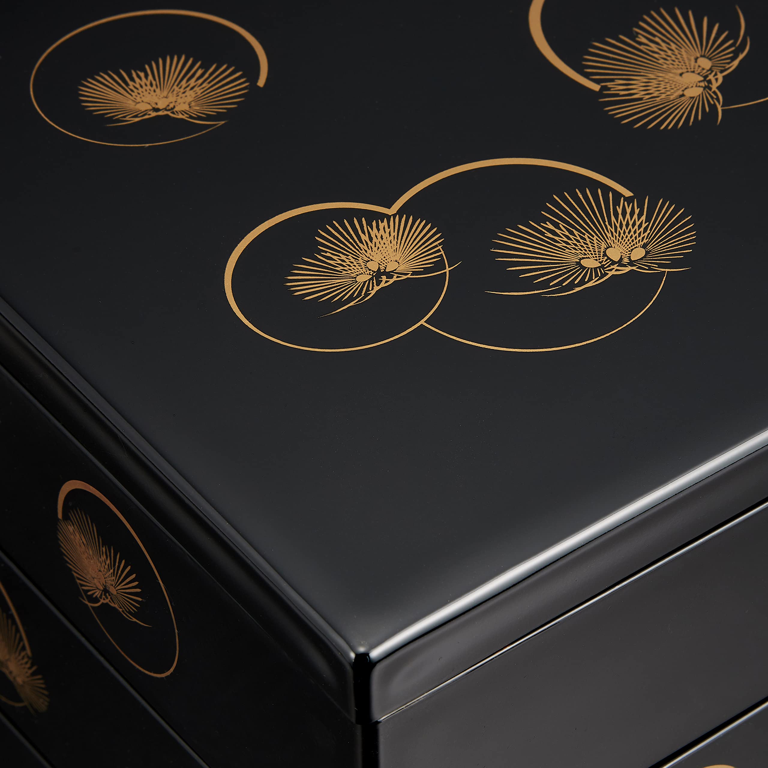 Amazon｜まえじゅう漆器 重箱 三段 光輪松 黒 金 伝統工芸 山中塗り
