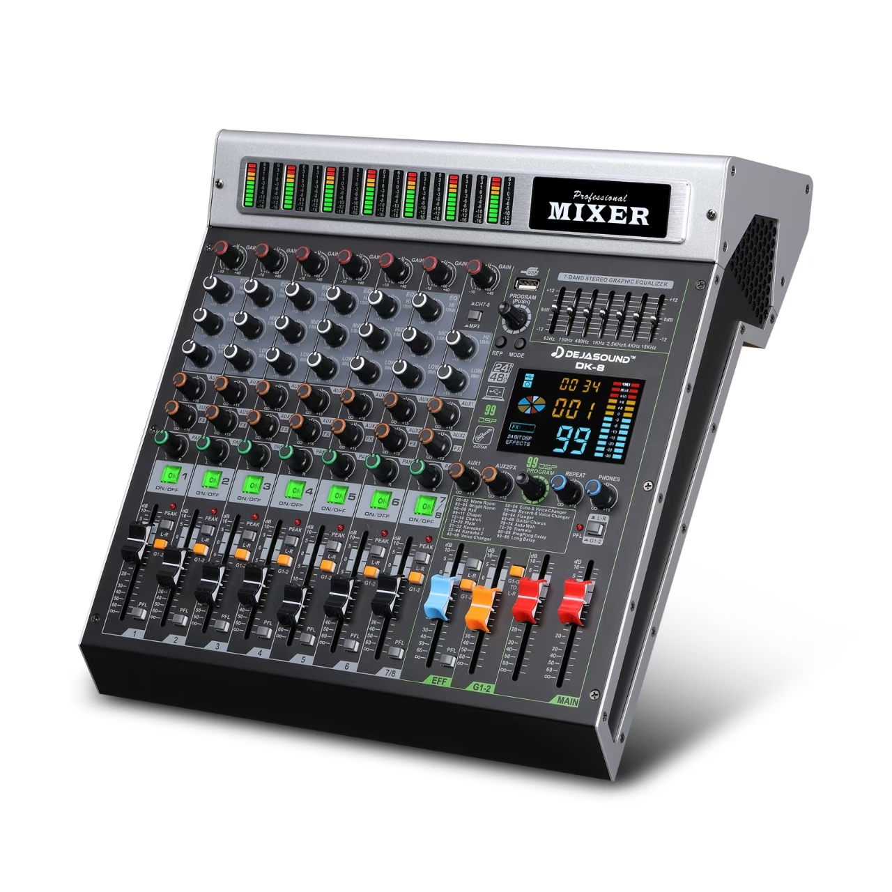 Amazon.com: 8-Channel Professional Audio Mixer, DK-8 Mixing