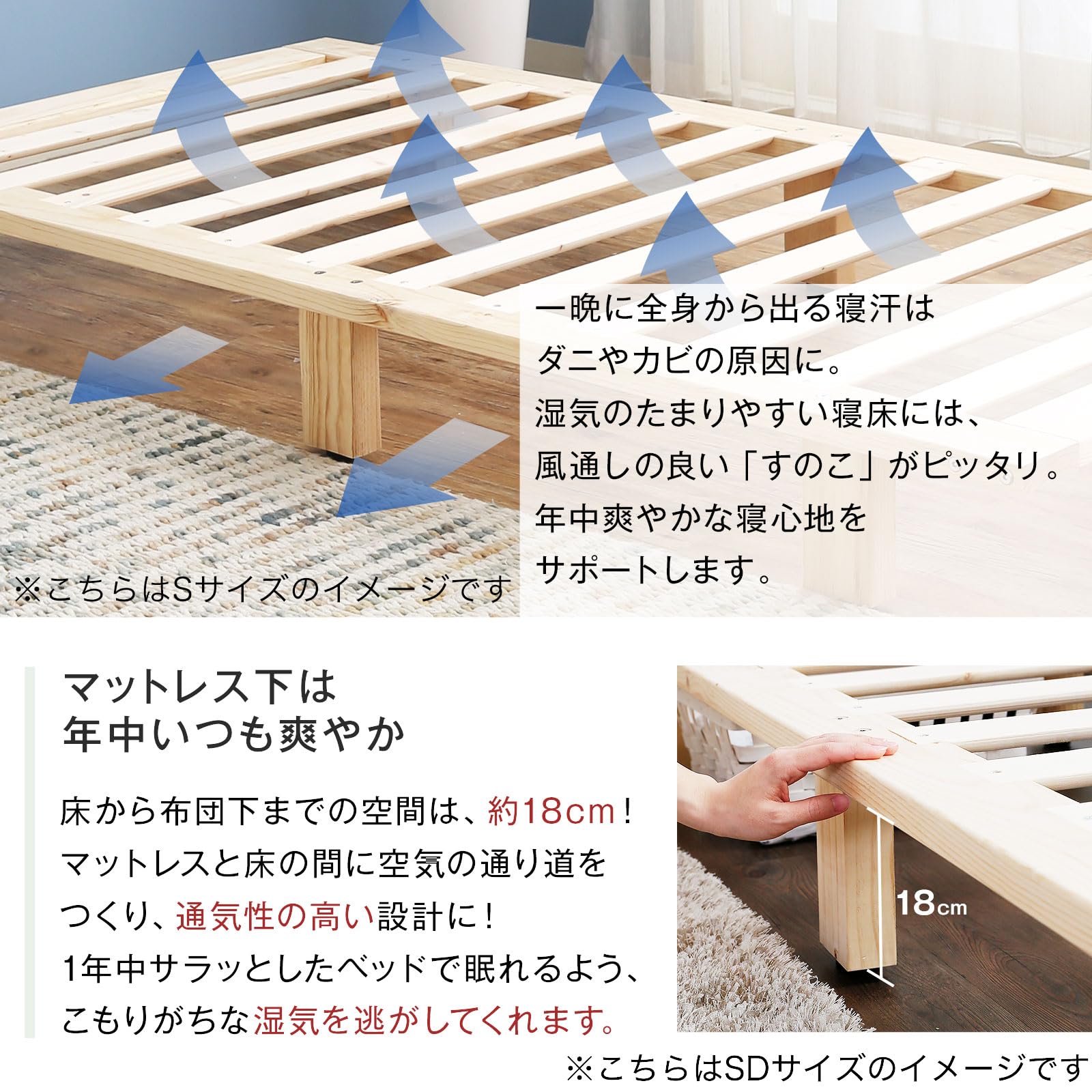 Amazon｜LOWYA ロウヤ すのこベッド ベッドフレーム セミダブル