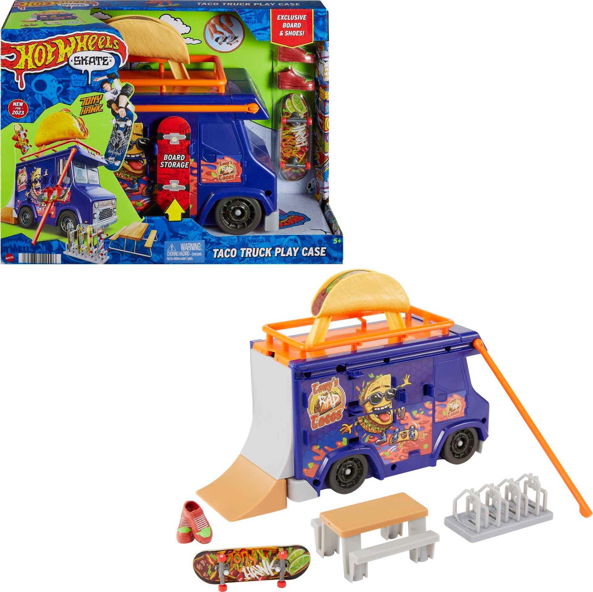 Amazon.com: Hot Wheels Skate Taco Truck Play Case, Portable