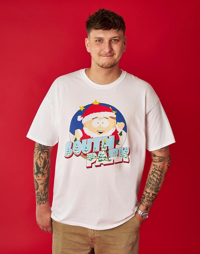 South Park Mens Christmas T-Shirt | Adults Eric Cartman Santa