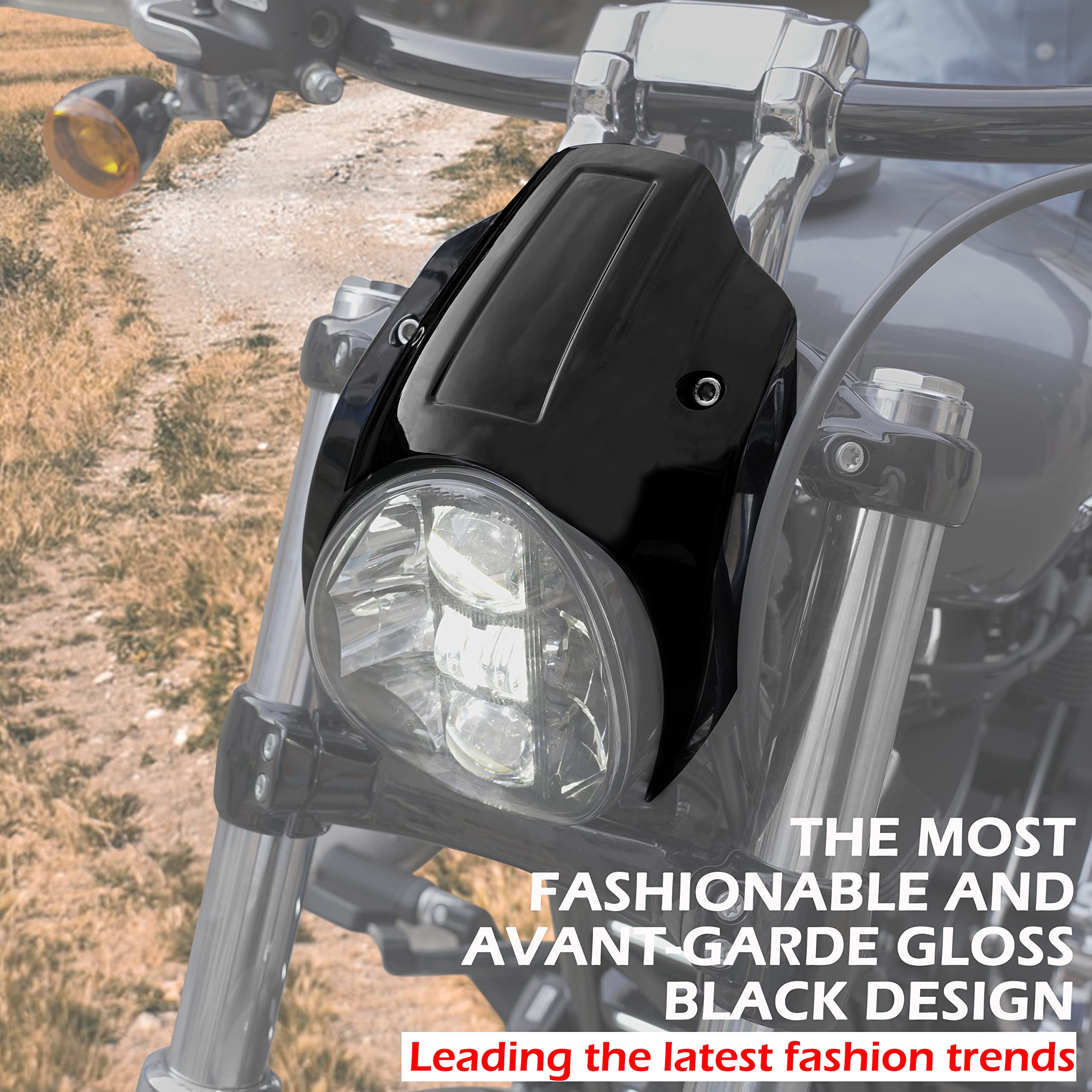 Amazon | VEISUTOR アルミニウム光沢ブラックヘッドライトフェアリング