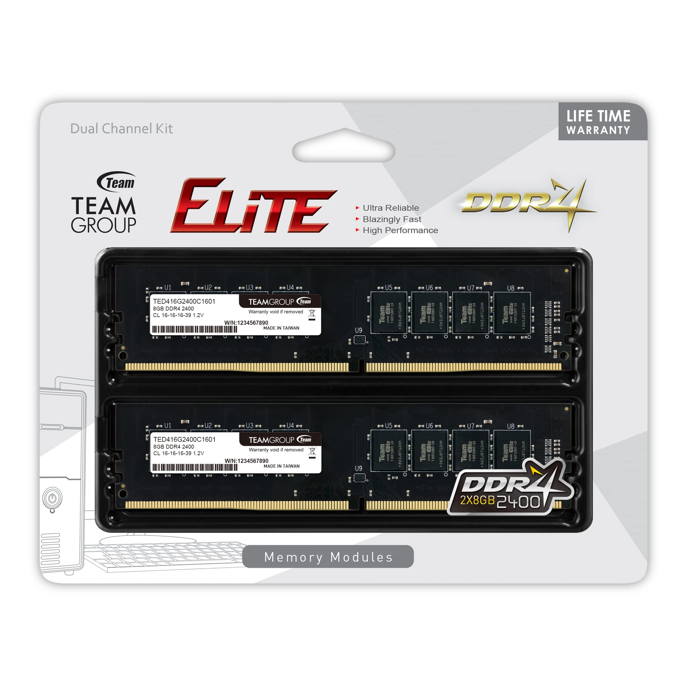Amazon | TeamGroup Elite 16 GB ( 2 x 8gb ) ddr4 2400 MHz DIMM