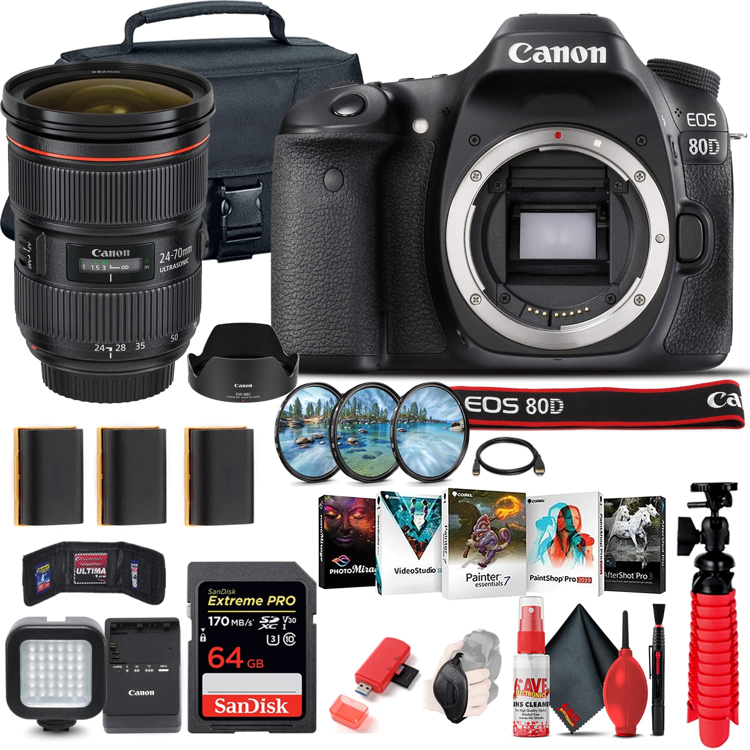 Amazon.com : Canon EOS 80D DSLR Camera (Body Only) (1263C004) +