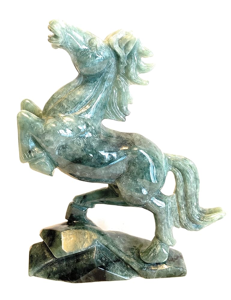 中国，寿山石，馬の彫刻 ，木製台座付き - メルカリ