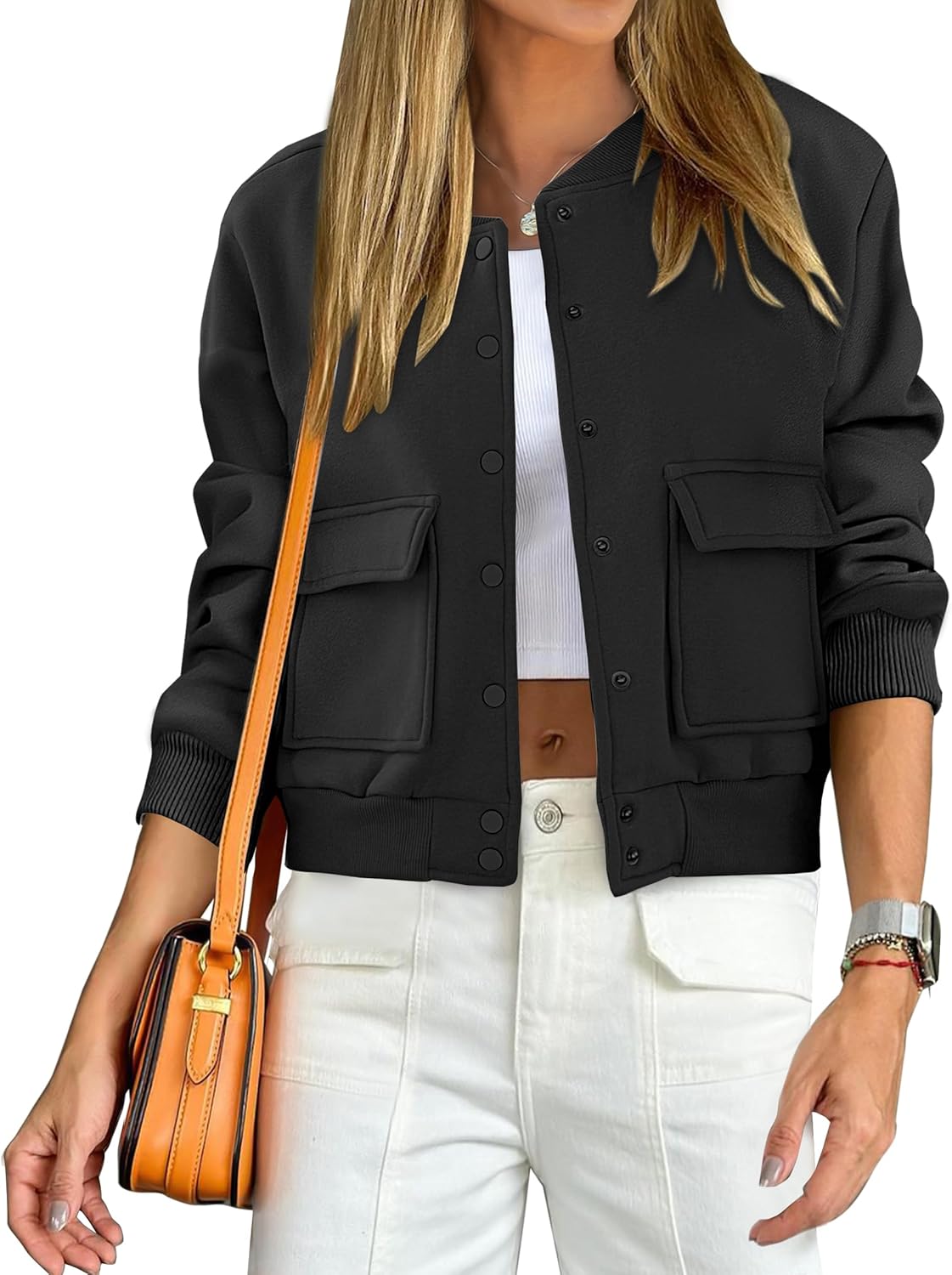 ANRABESS Women Cropped Bomber Jacket 2025 Fashion Casual Trendy