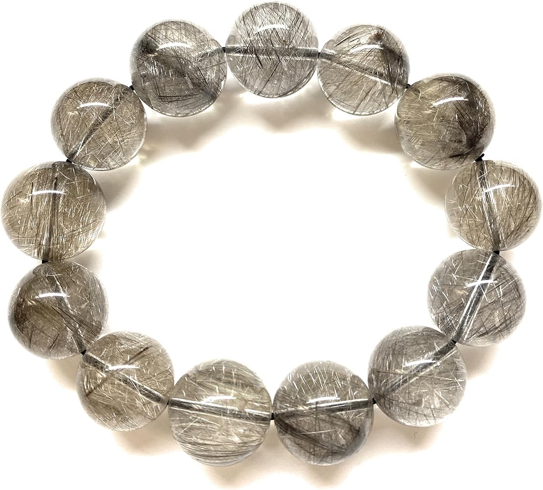 Amazon | theory xyz ルチルクォーツ ブレスレット メンズ 極上 18mm玉