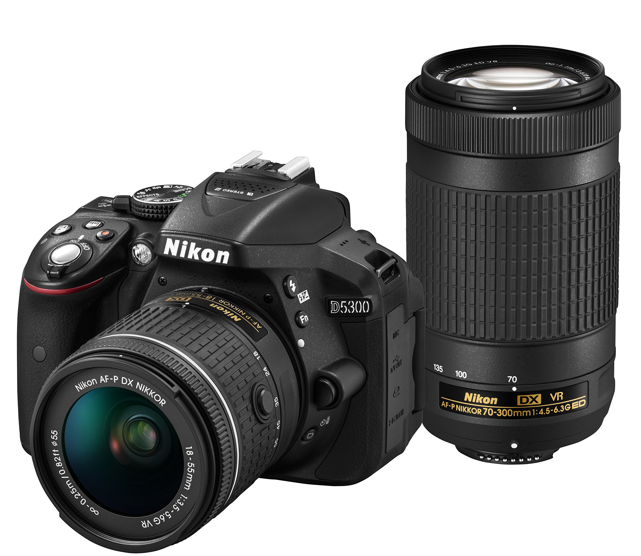 Amazon.co.jp: Nikon D5300 AF-P DSLR Camera Double Zoom Kit, Black