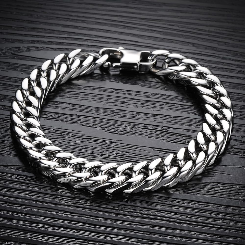 Amazon.com: FCZDQ 12MM Stainless Steel Mens Cuban Link Bracelet