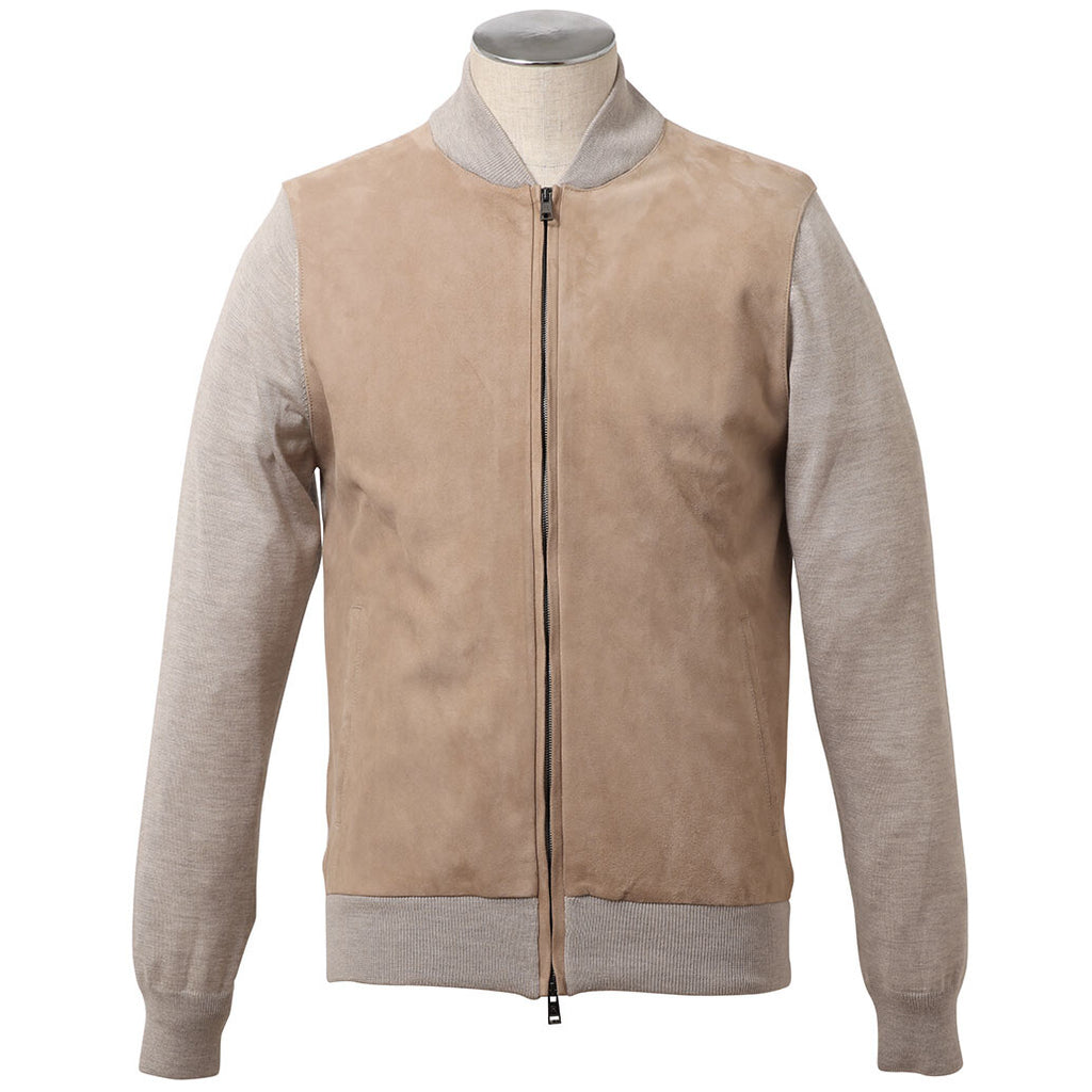 スウェードレザー×カシミアシルクコンビブルゾン ベージュ – MINIMAL