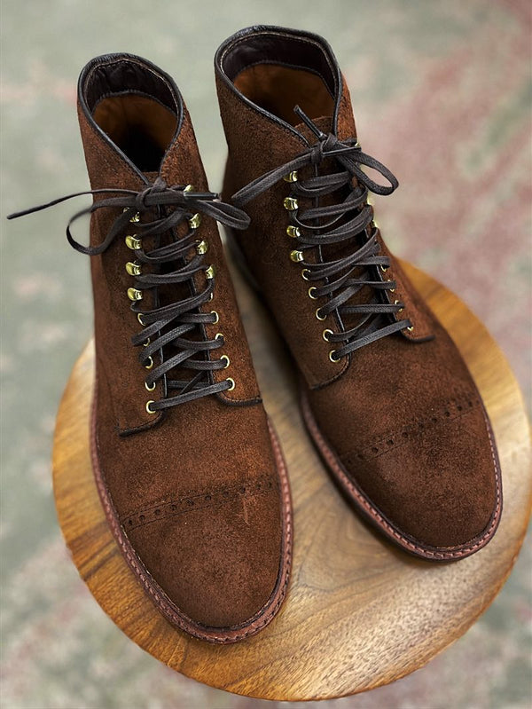 Alden D9827HC Cap Toe Boot Reverse Tobacco Chamois Commando Sole w