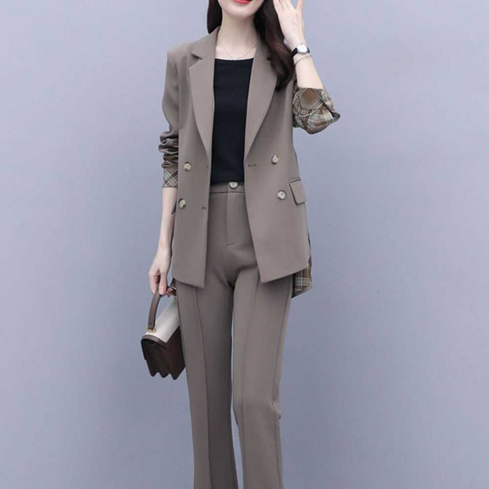 バックチェックジャケットパンツセットアップ｜オフィスカジュアル