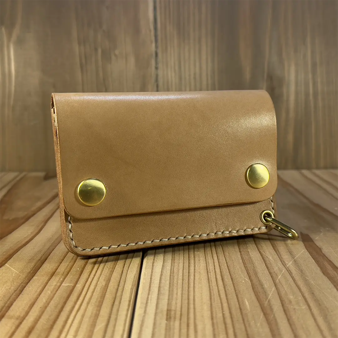 昭南本ヌメ使用 ショートトラッカーウォレット｜ナチュラル革財布、高