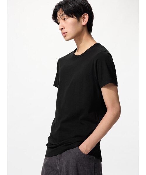 コットンクルーネックT/2枚組｜ユニクロの通販｜&mall（アンドモール