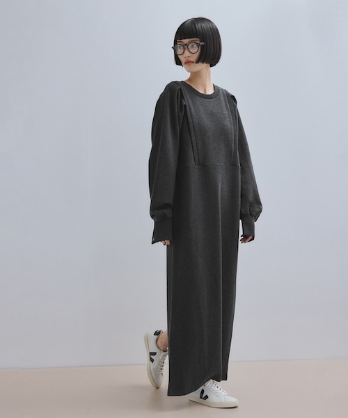 WEB限定】・【サステナブル】バルーンスリーブスウェットワンピース