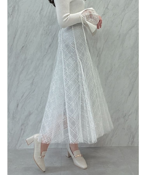 スパンコールチュールチェックスカート｜ダズリンの通販｜&mall