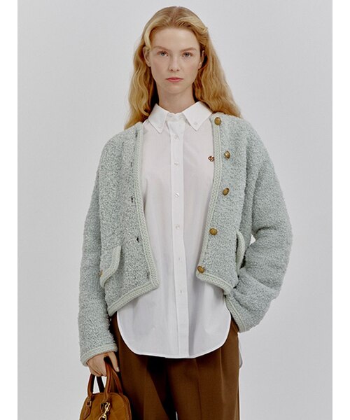 金釦テディラメニットジャケット｜ミラオーウェンの通販｜&mall