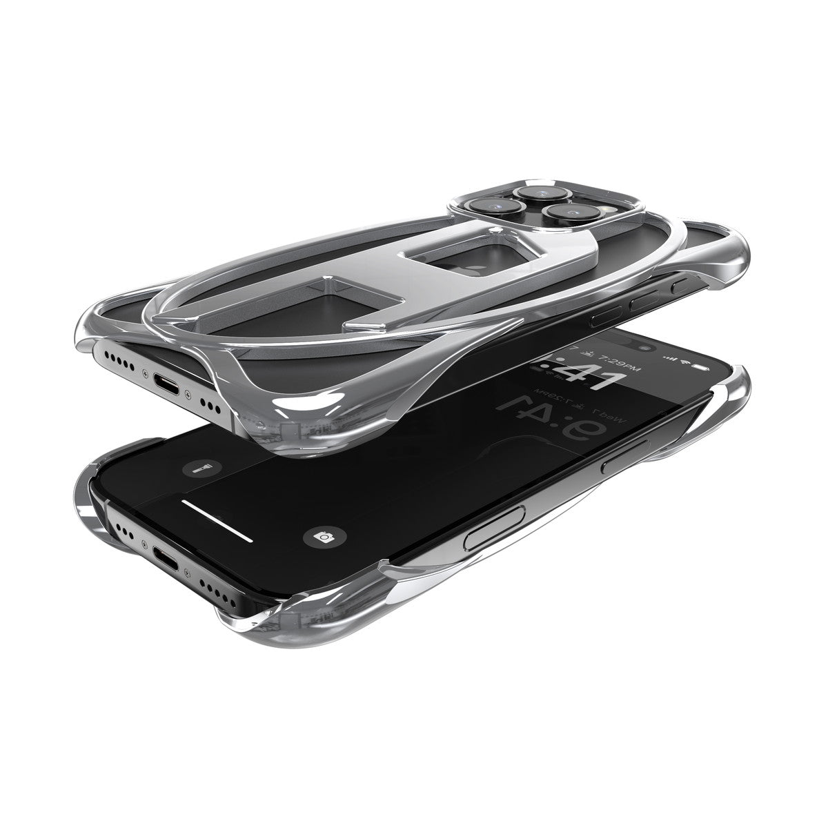 iPhone 16 Proケース CAGED D GLOSSYバンパー シルバー – MiraiSell