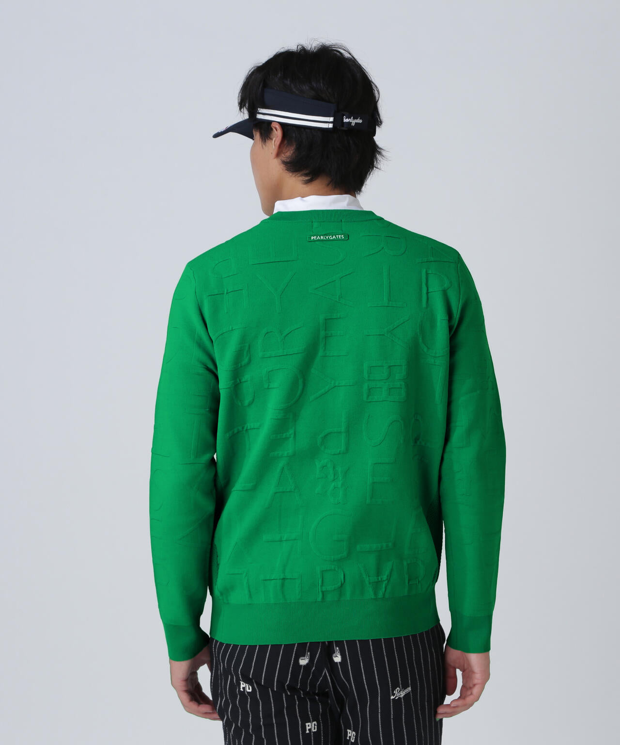 14Gクルーネックニットプルオーバー ＜ジャガードロゴ総柄＞ | PEARLY