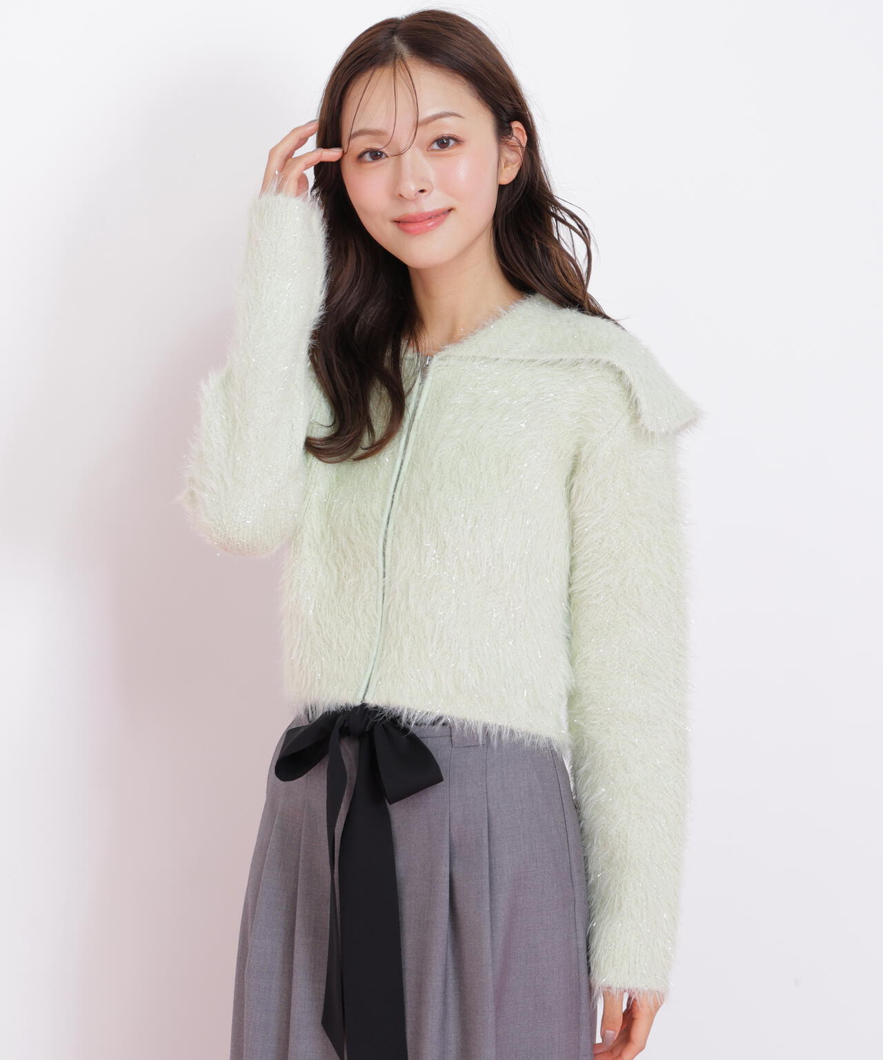 ラメフェザービッグカラーニットブルゾン | JILL by JILL STUART（ジル