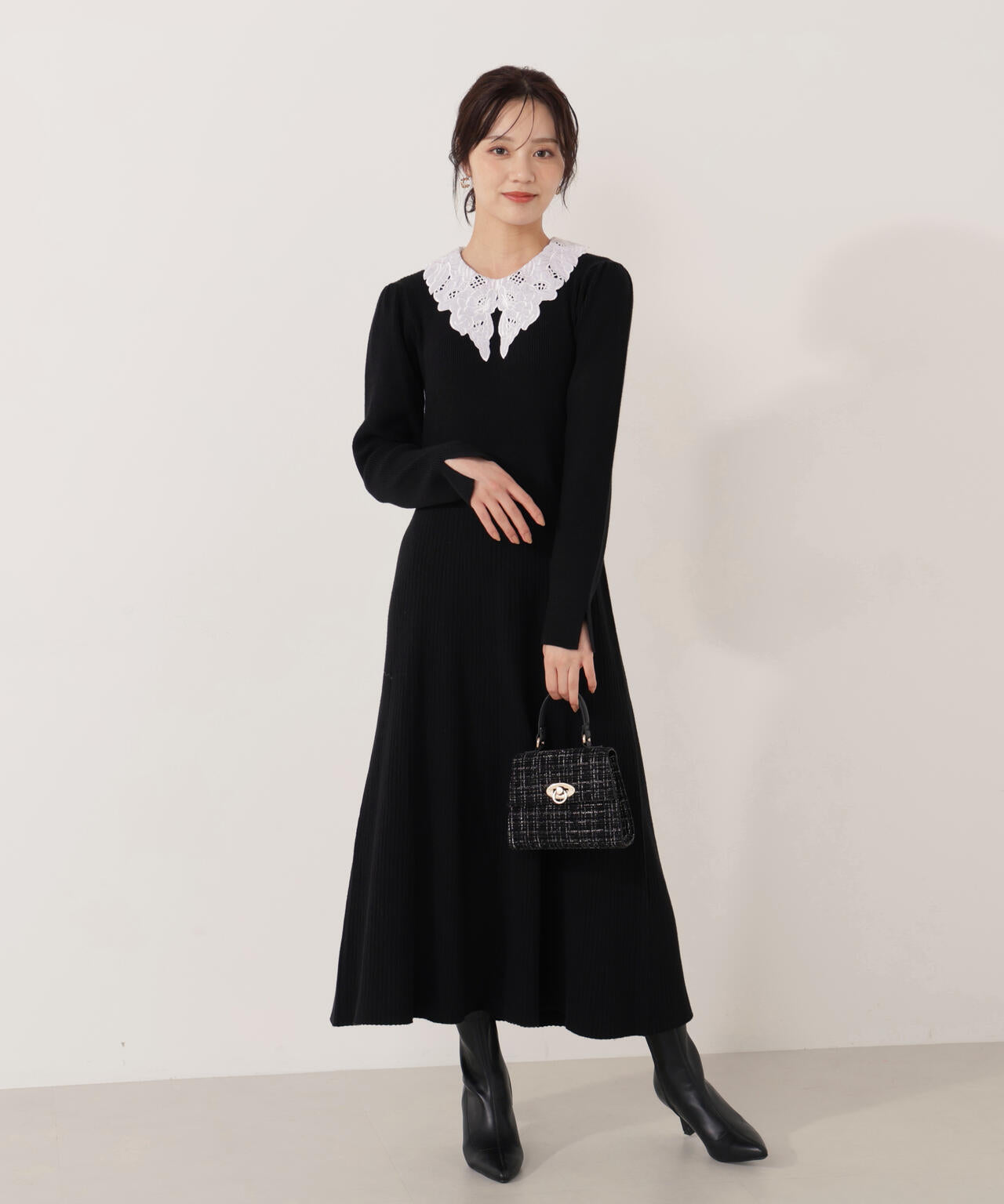 加藤栞さん着用】レース襟付きニットワンピース | PROPORTION BODY