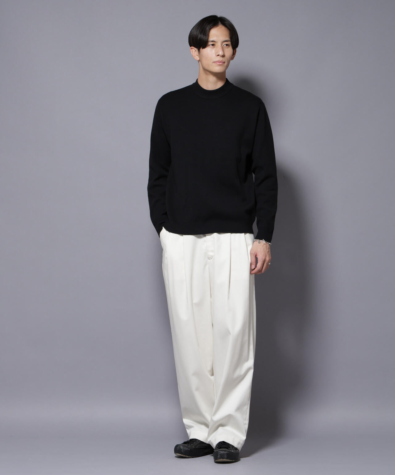 シルク混モックネックニット | NANO universe（ナノ・ユニバース