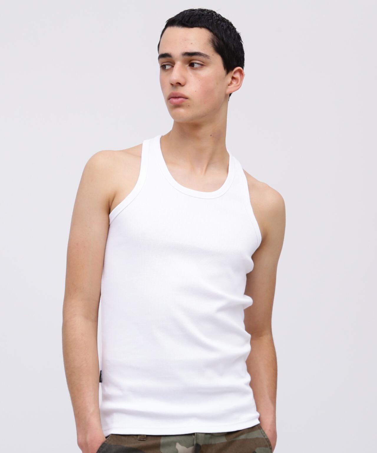 DAILY/デイリー》RIB TANK TOP BACK CROSS/リブ タンクトップ バック