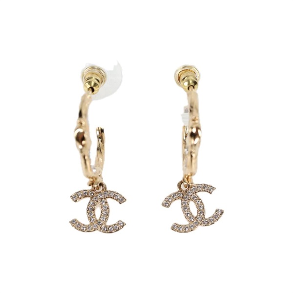 CHANEL ココマーク ピアス フィッシュラインストーン ゴールド GP
