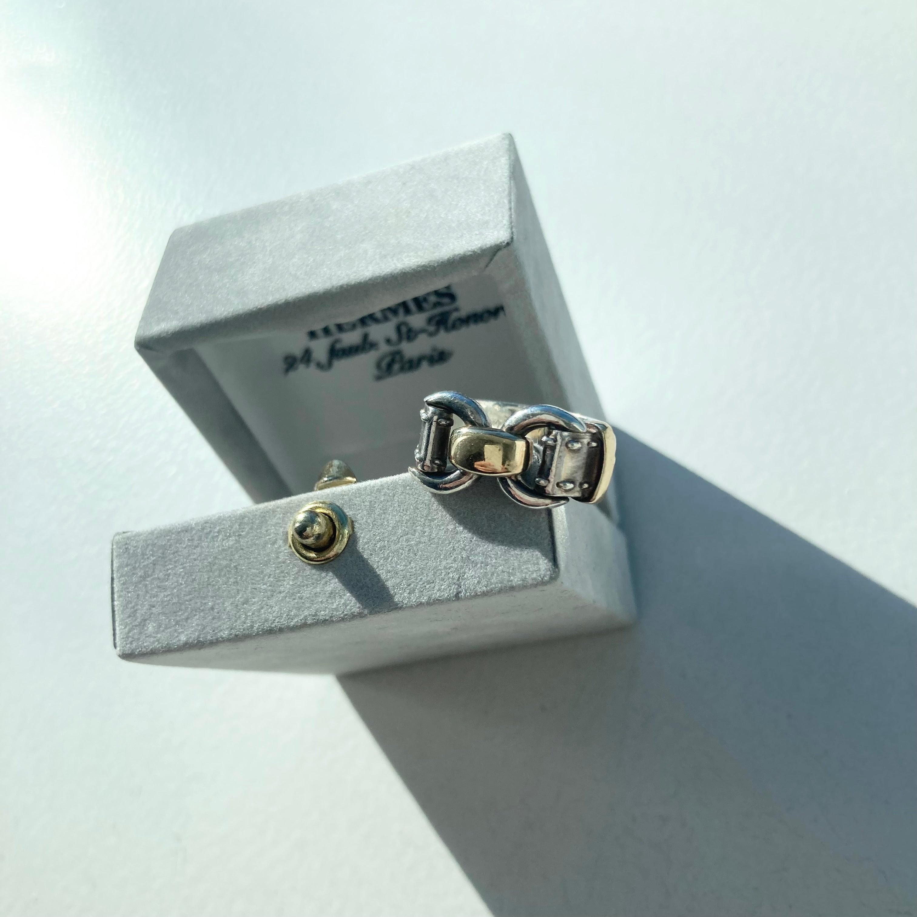 80s Hermes Vintage Ring SV925 AU750 エルメス ヴィンテージ リング