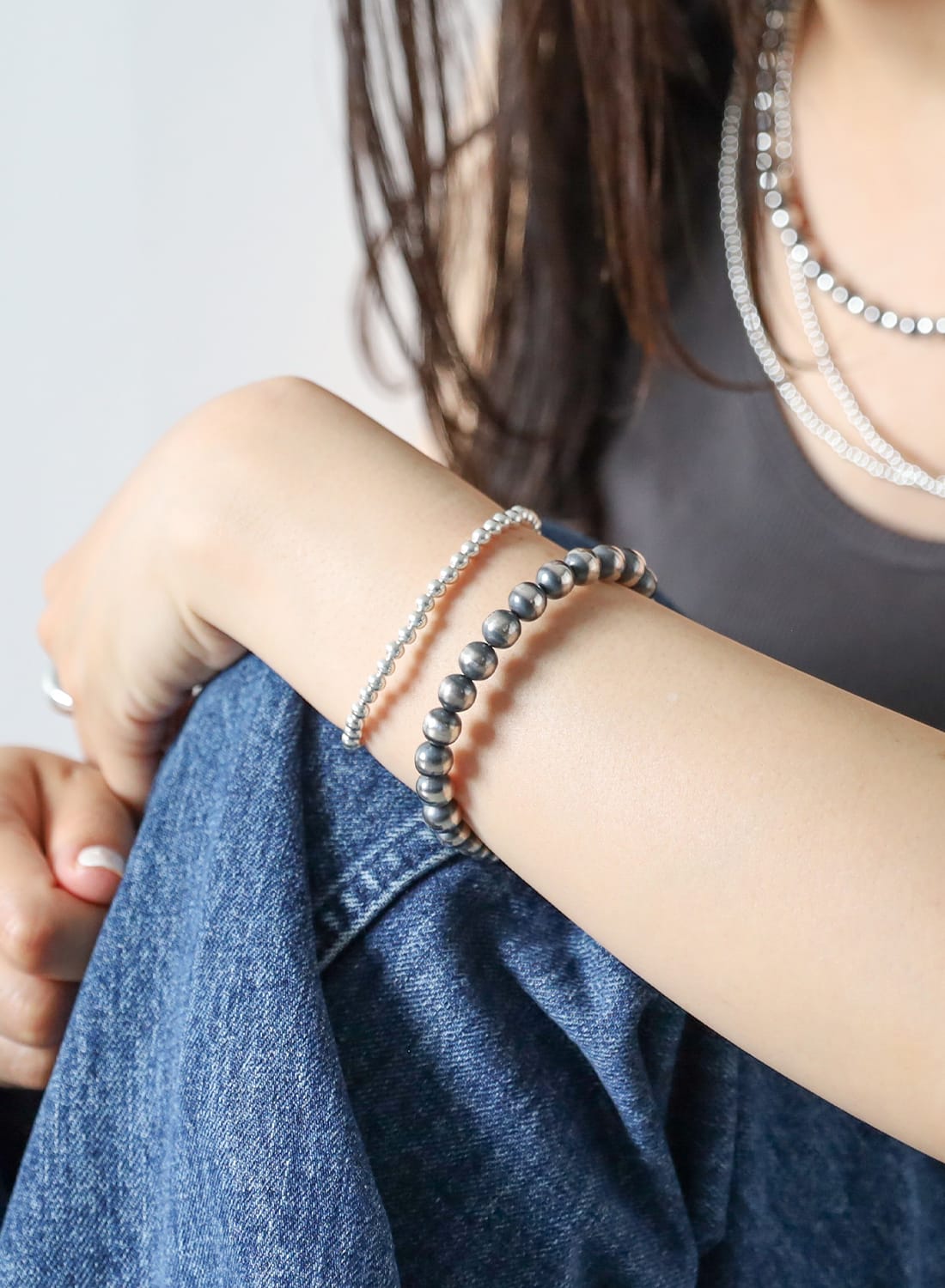 NAVAJO PEARL SILVER NECKLACE 8MM|ナバホパール シルバーネックレス