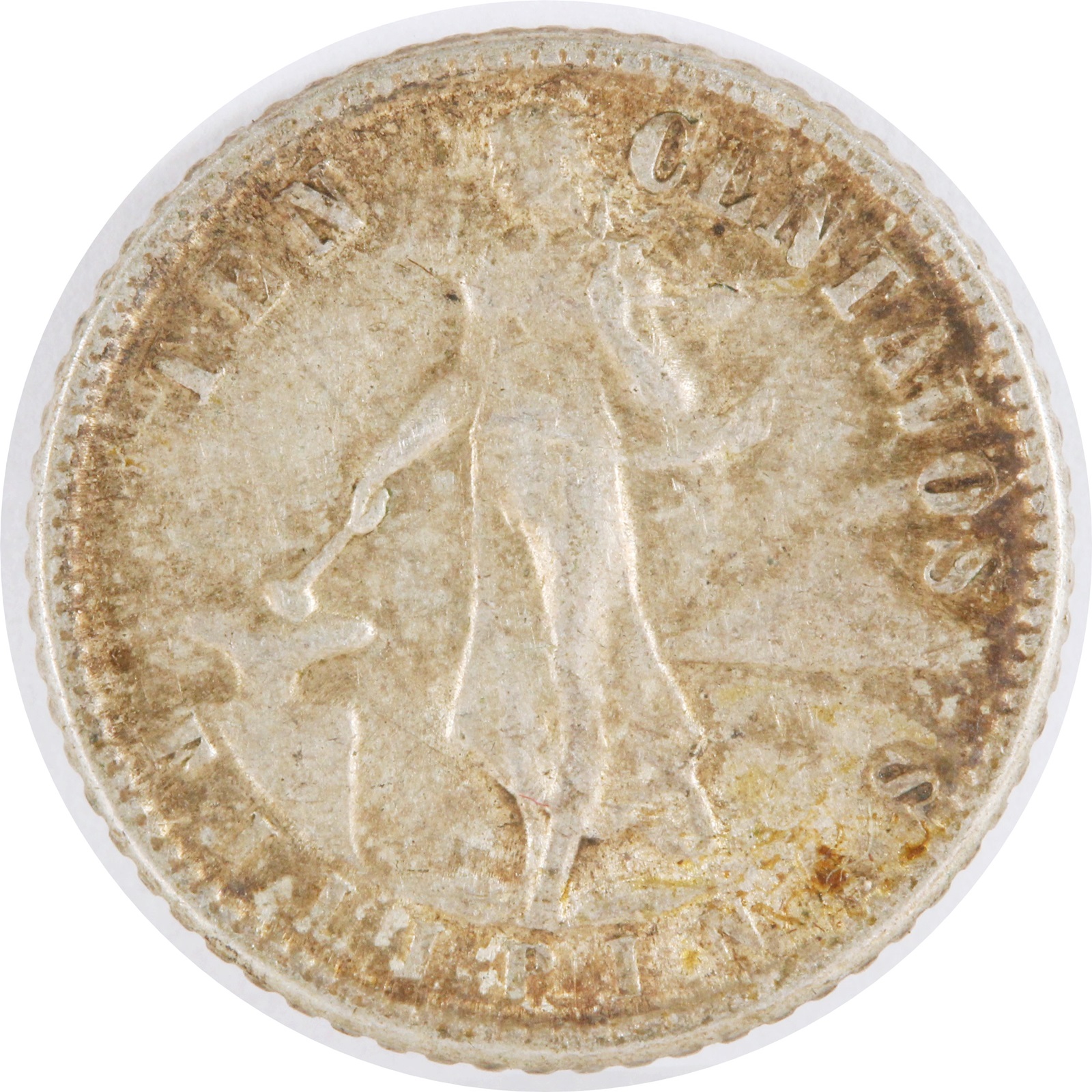 稀少な状態)アメリカ合衆国統治下 フィリピン 10センタボ銀貨 1935 M