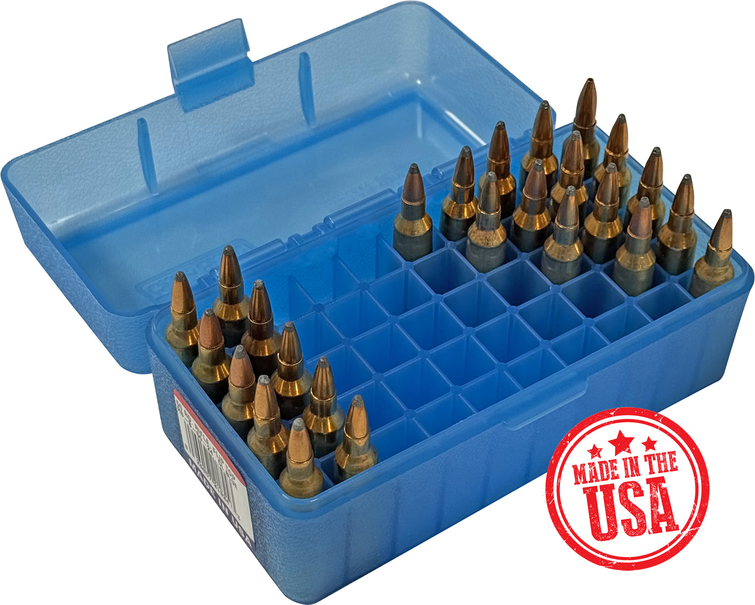 RS-S-50 Rifle Ammo Box, 50 Round 22-250 6.5 Grendel 22 ARC 6mm PPC 7.6