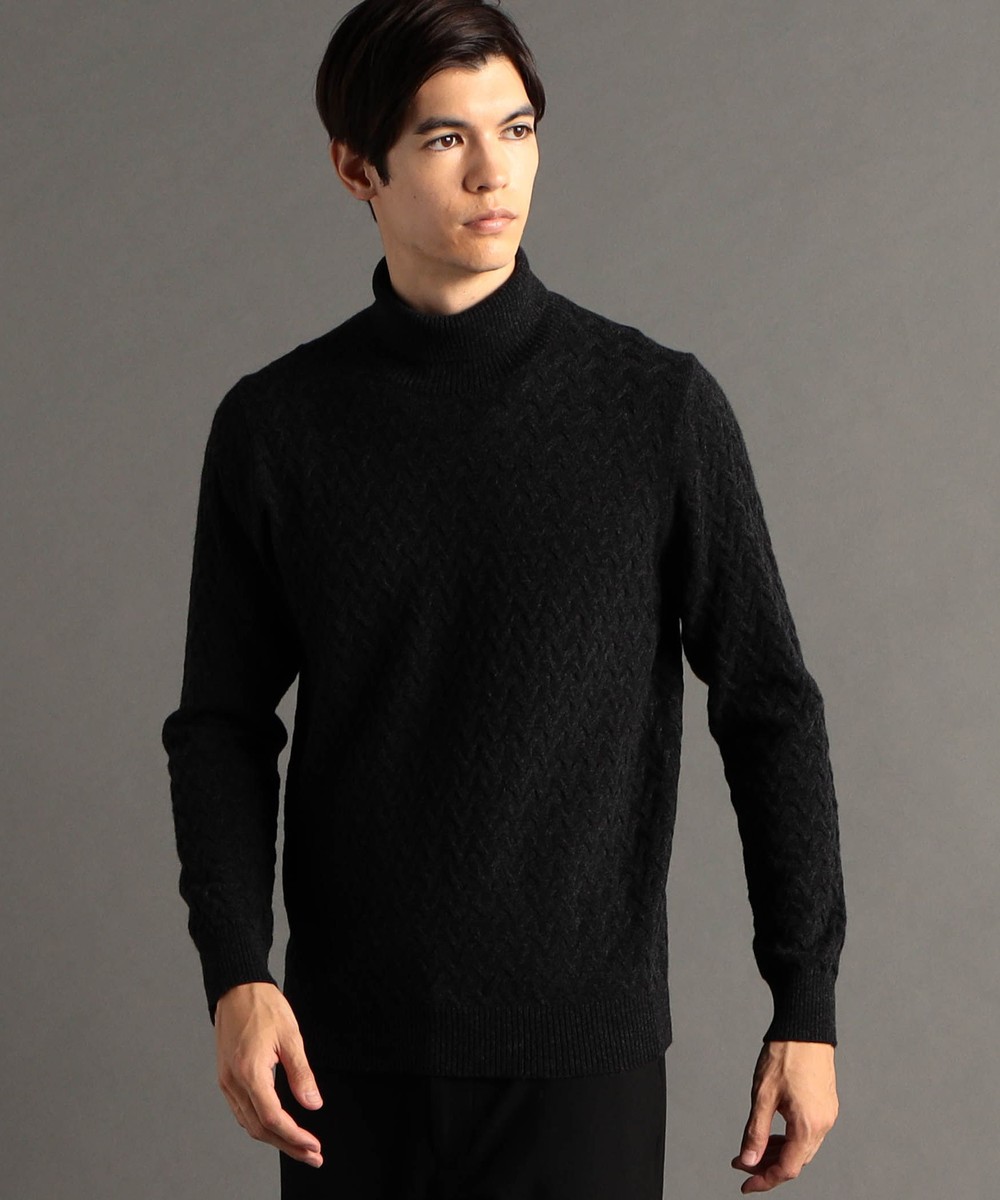 ex/tra】 ウールカシミヤ ケーブル タートルネックニット｜ニット